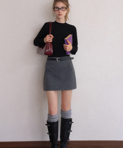 スリムフィットリブニットショートトップス