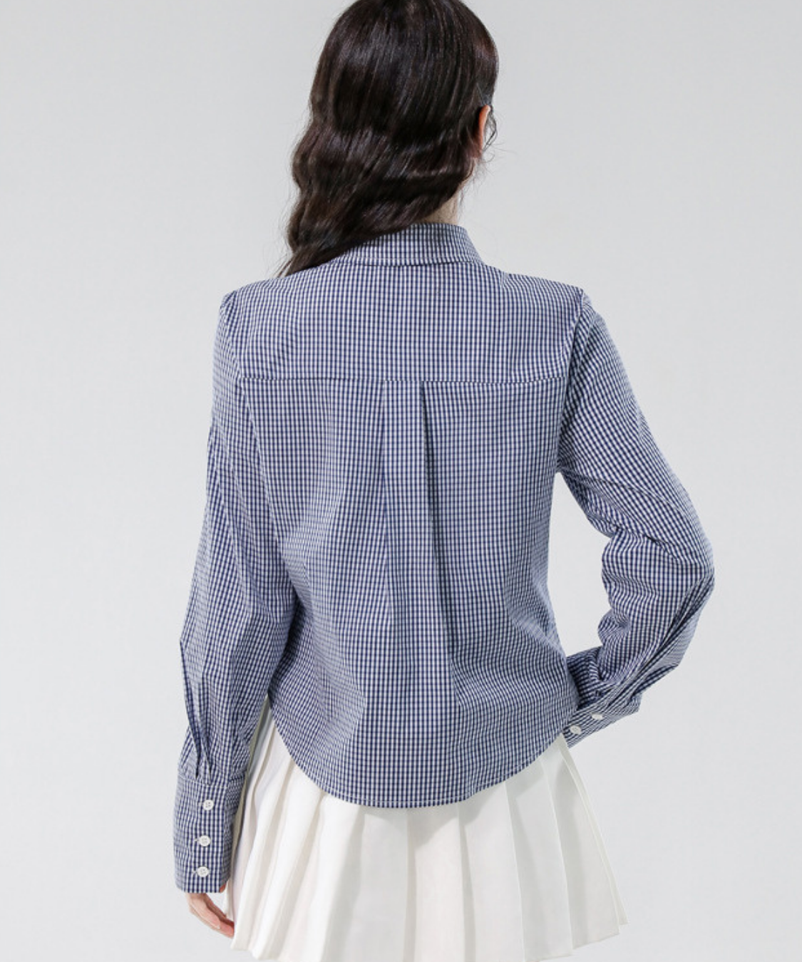 フリルラインギンガムカフスシャツ