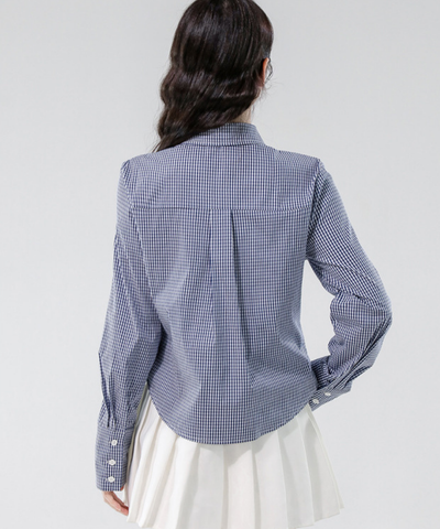 フリルラインギンガムカフスシャツ