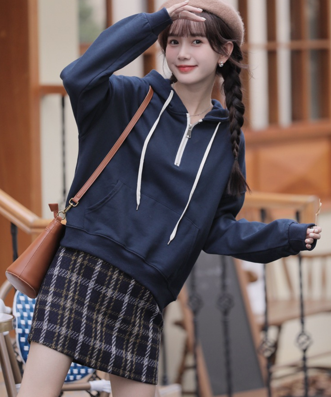 ハーフジップスウェットパーカー