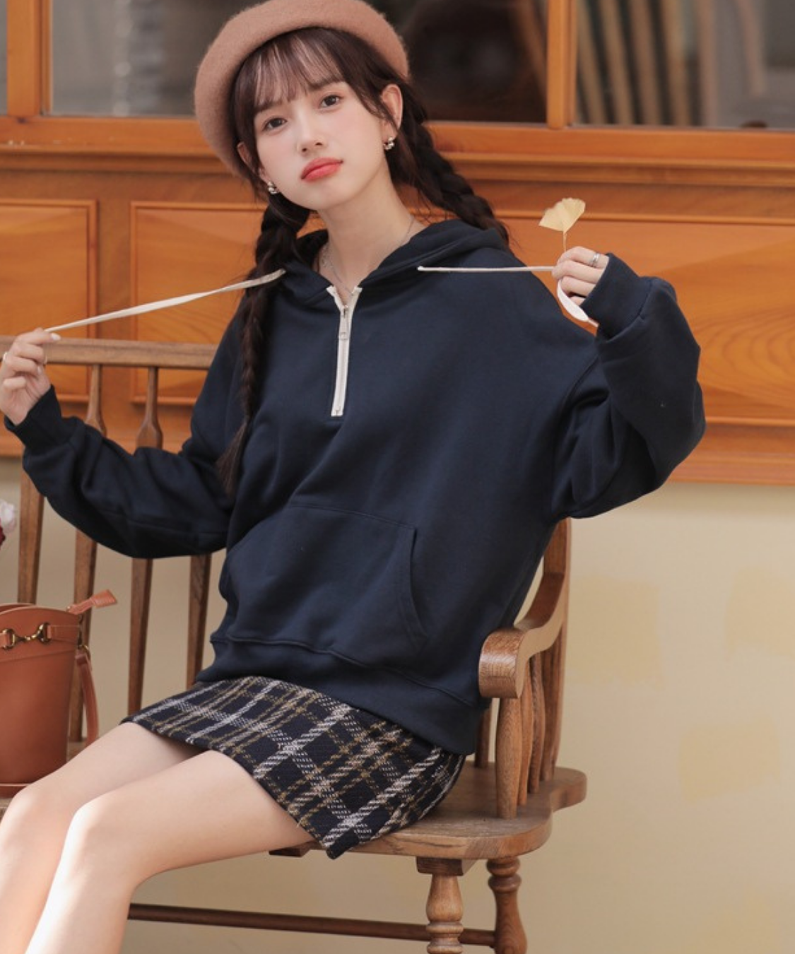 ハーフジップスウェットパーカー