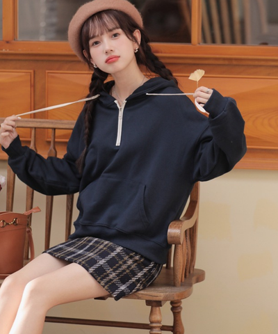 ハーフジップスウェットパーカー