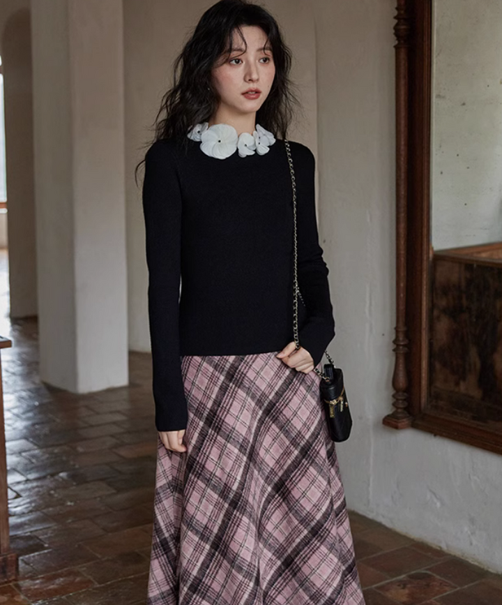 Aラインミモレ丈ピンクチェックスカート – jemiremi(ジェミレミ) Aラインミモレ丈ピンクチェックスカート – jemiremi(ジェミレミ)