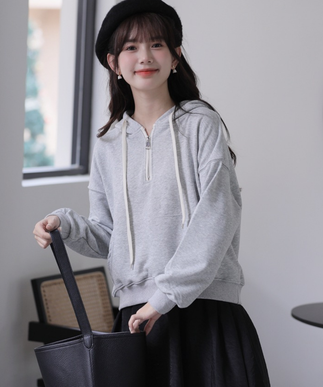 ハーフジップスウェットパーカー