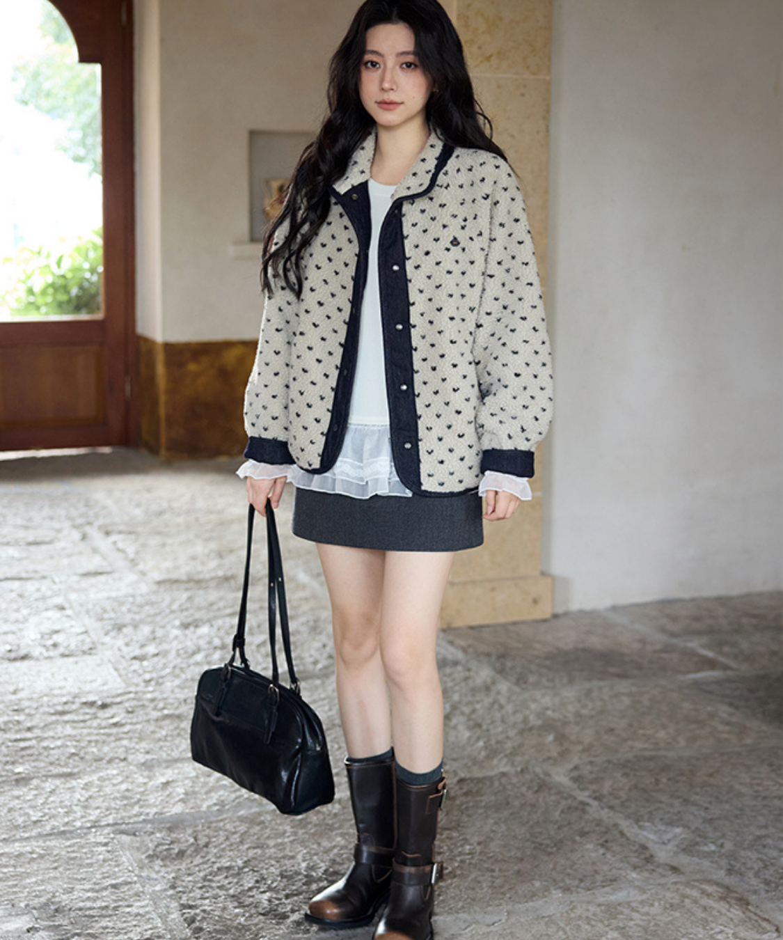 ボア×デニムリバーシブルジャケット