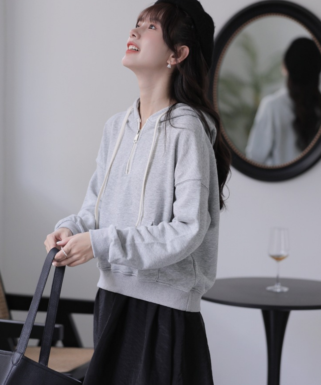 ハーフジップスウェットパーカー