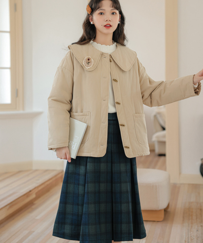 フラワーモチーフ付きビッグカラートグルジャケット