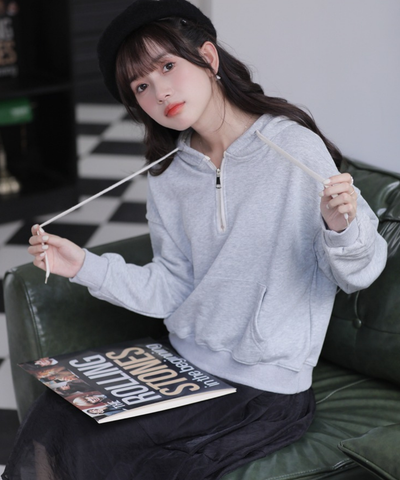 ハーフジップスウェットパーカー