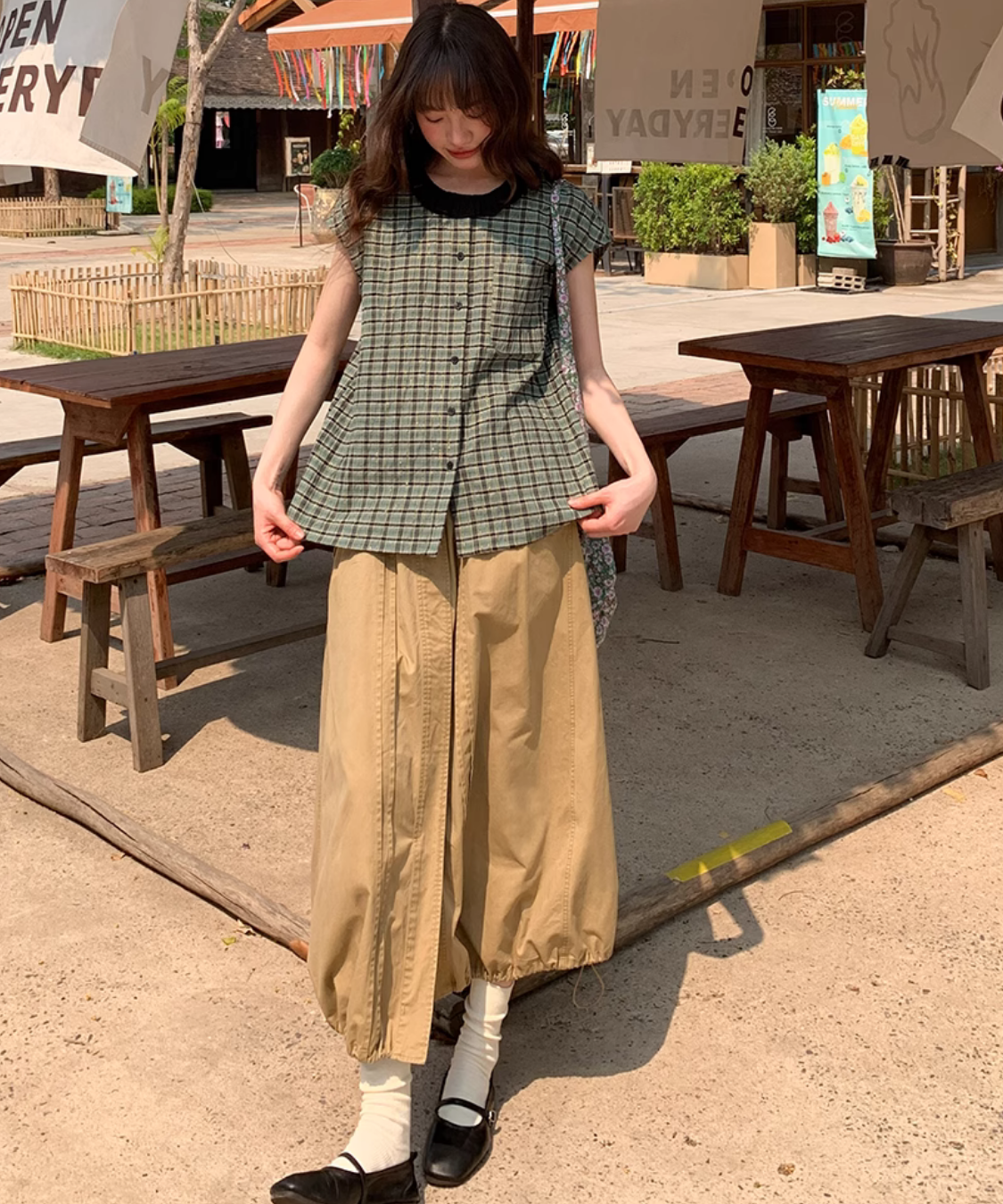 ドローストリングバルーンカーゴスカート