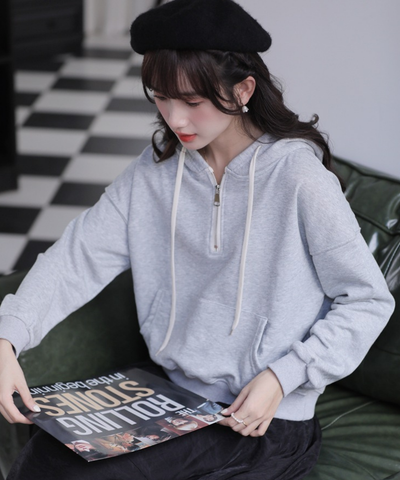 ハーフジップスウェットパーカー