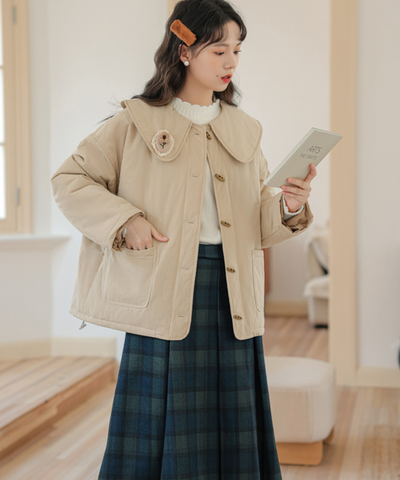 フラワーモチーフ付きビッグカラートグルジャケット