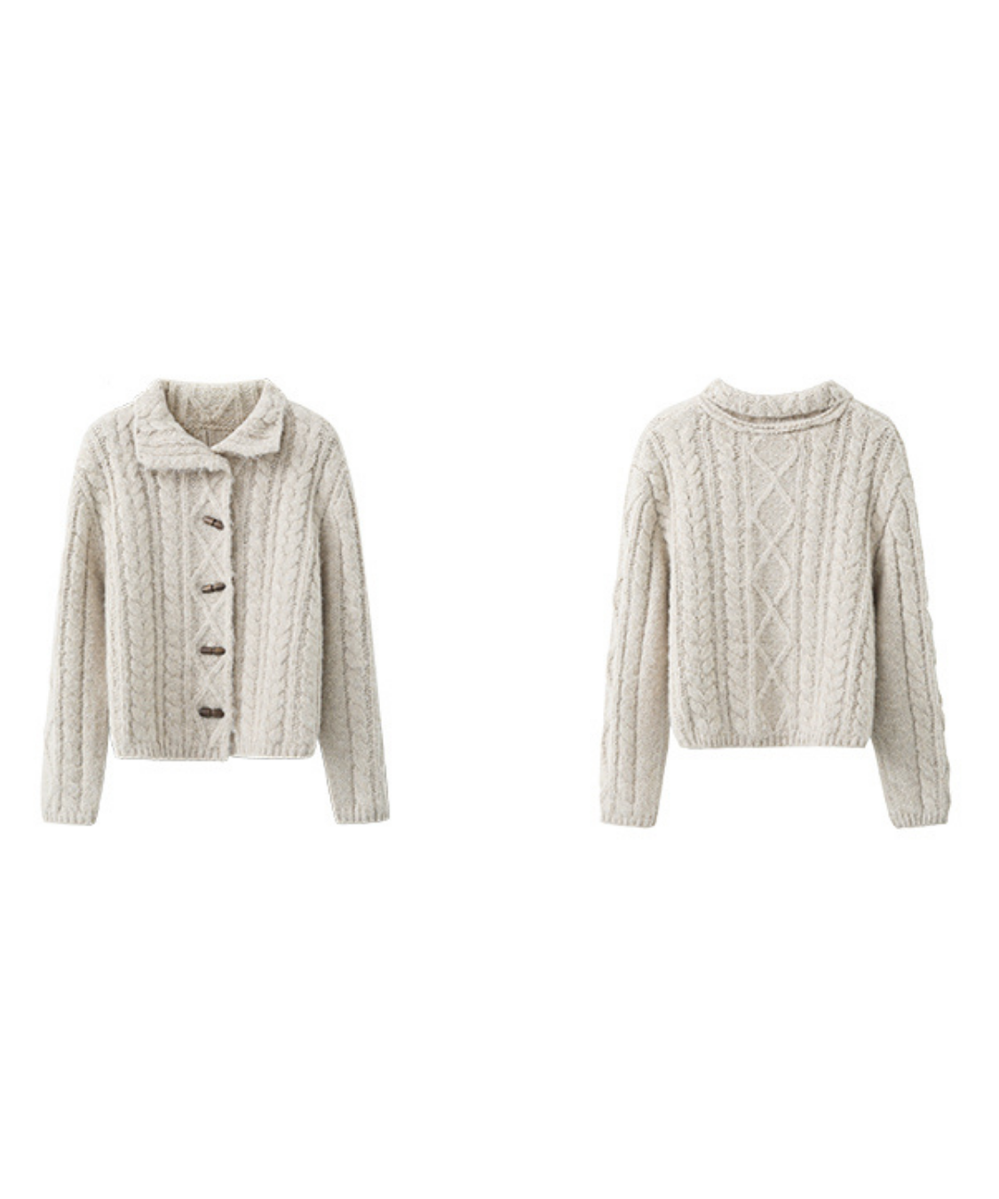 トグルボタンケーブルニットカーディガン