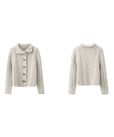 トグルボタンケーブルニットカーディガン