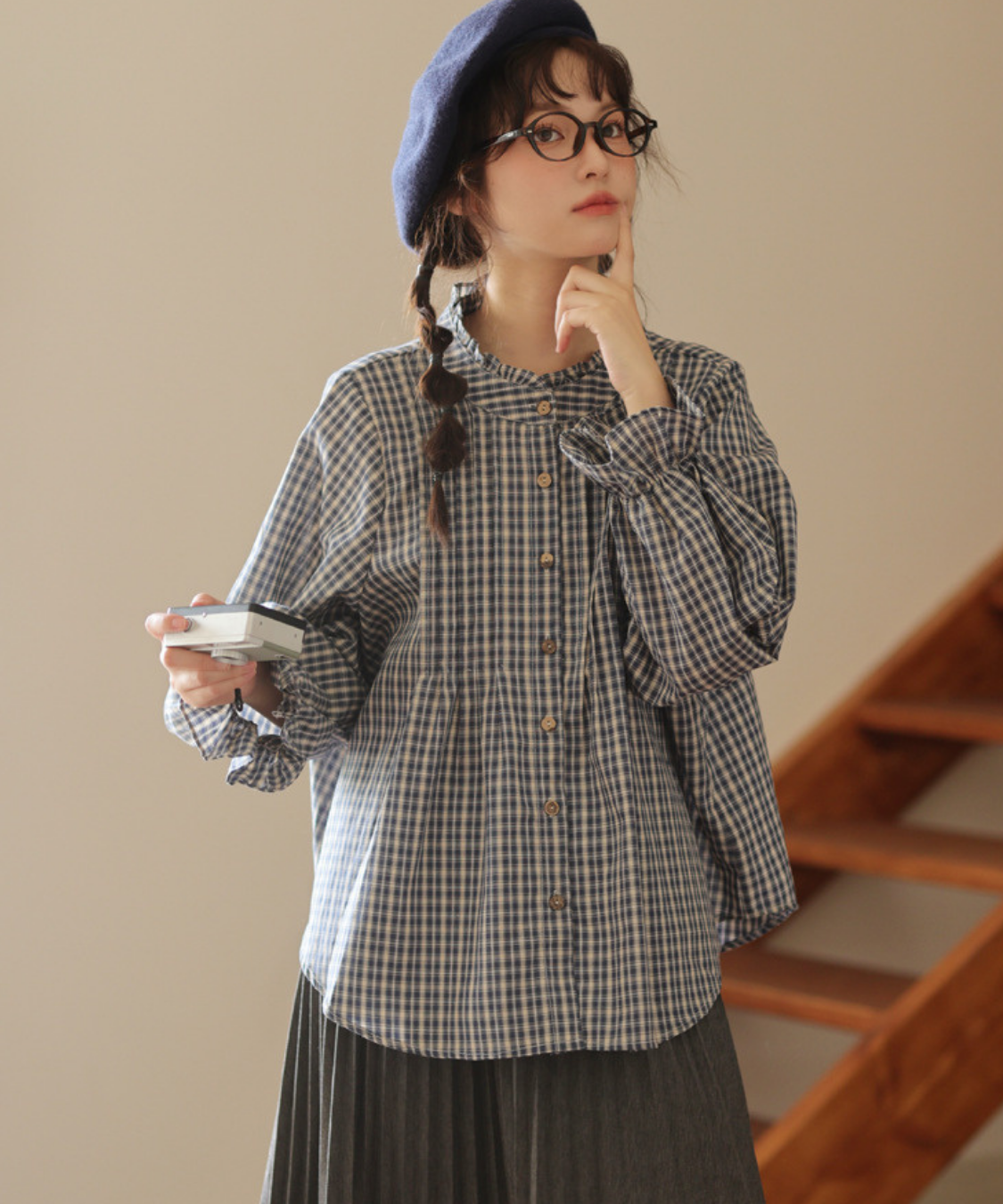 adeu ギンガムチェック フリルブラウス adeu ギンガムチェック フリルブラウス