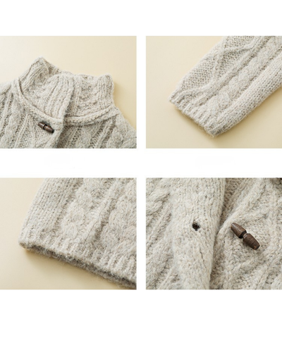 トグルボタンケーブルニットカーディガン