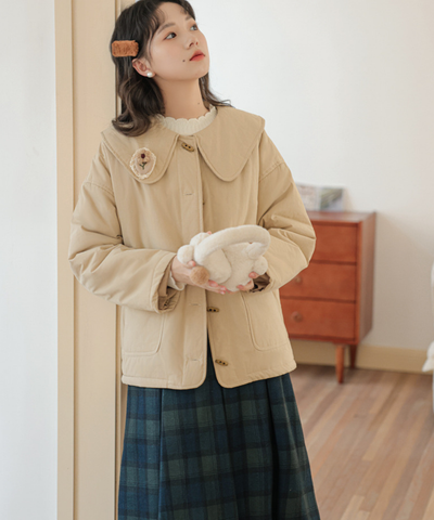 フラワーモチーフ付きビッグカラートグルジャケット