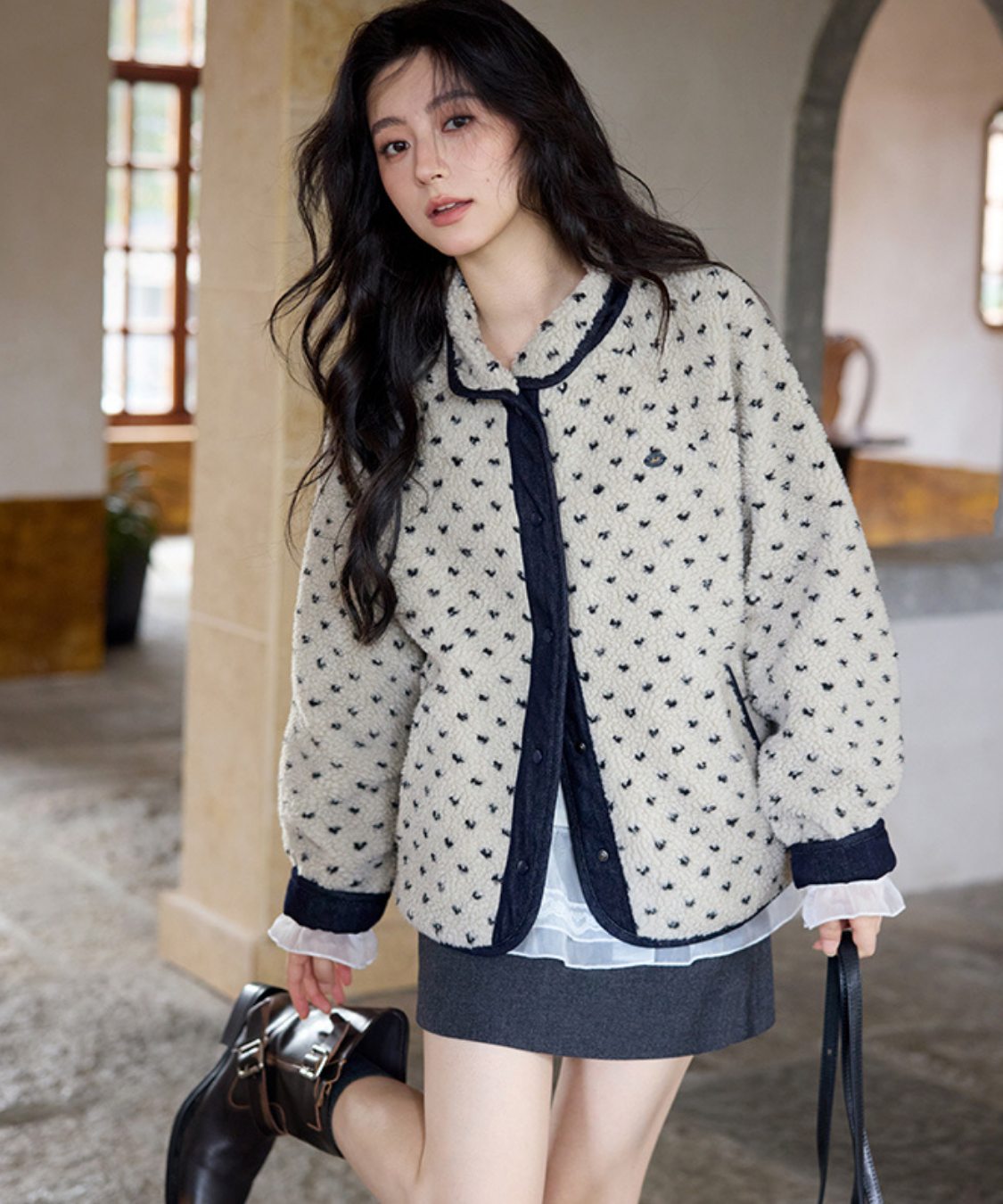 ボア×デニムリバーシブルジャケット