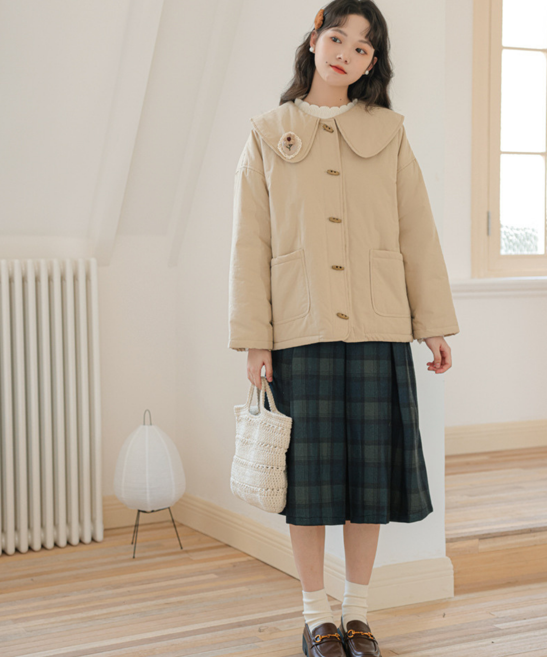 フラワーモチーフ付きビッグカラートグルジャケット