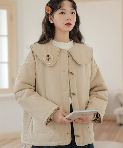 フラワーモチーフ付きビッグカラートグルジャケット