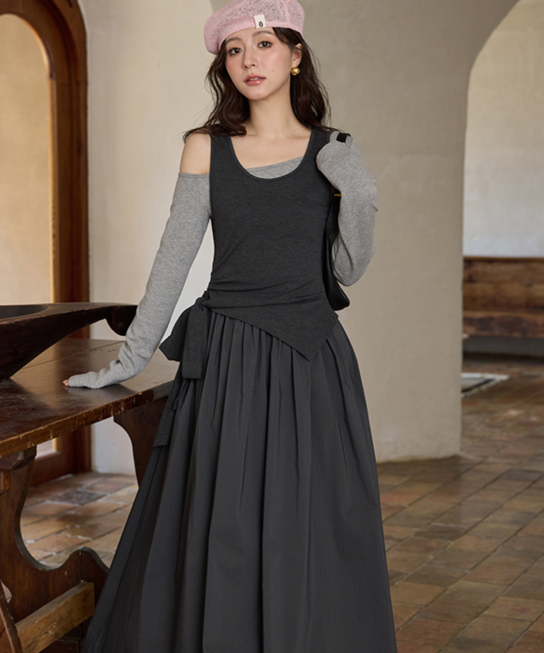 [専用品]新品 センソユニコ ノースリーブ ワンピース アシンメトリー アシンメトリーノースリーブ＋ワンショルダー風ワンピース2点セット