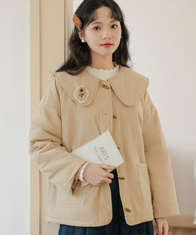 フラワーモチーフ付きビッグカラートグルジャケット