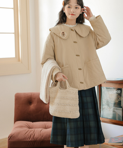 フラワーモチーフ付きビッグカラートグルジャケット