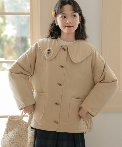 フラワーモチーフ付きビッグカラートグルジャケット