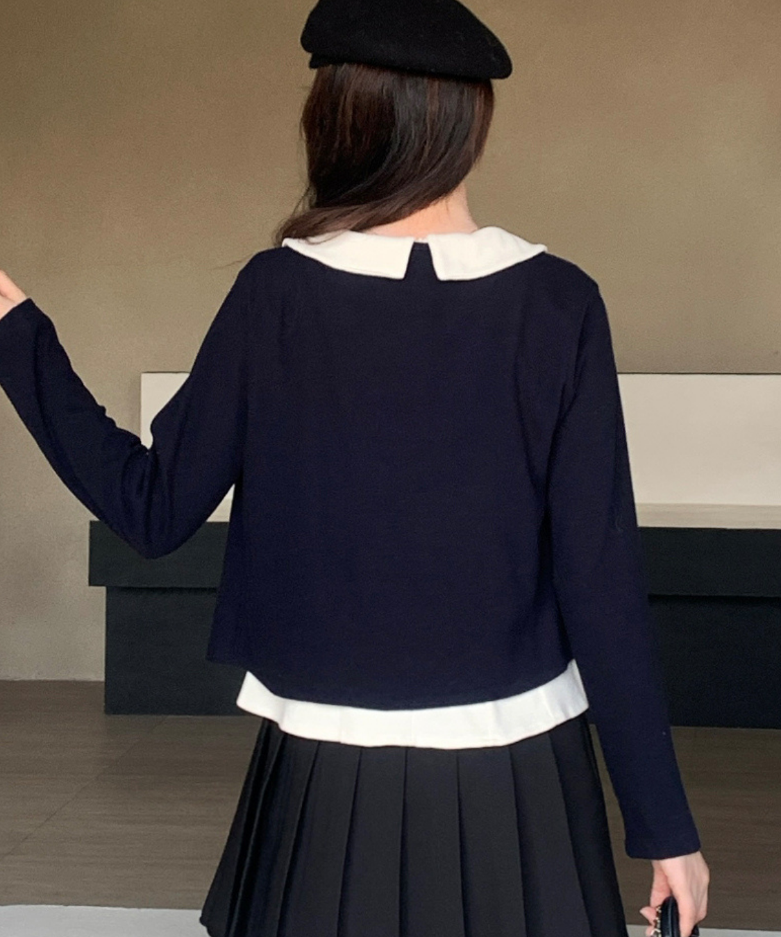 丸襟リボンノースリーブ＋カーディガン 2点セット