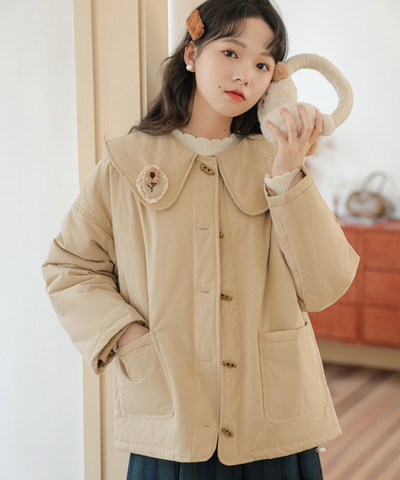 フラワーモチーフ付きビッグカラートグルジャケット