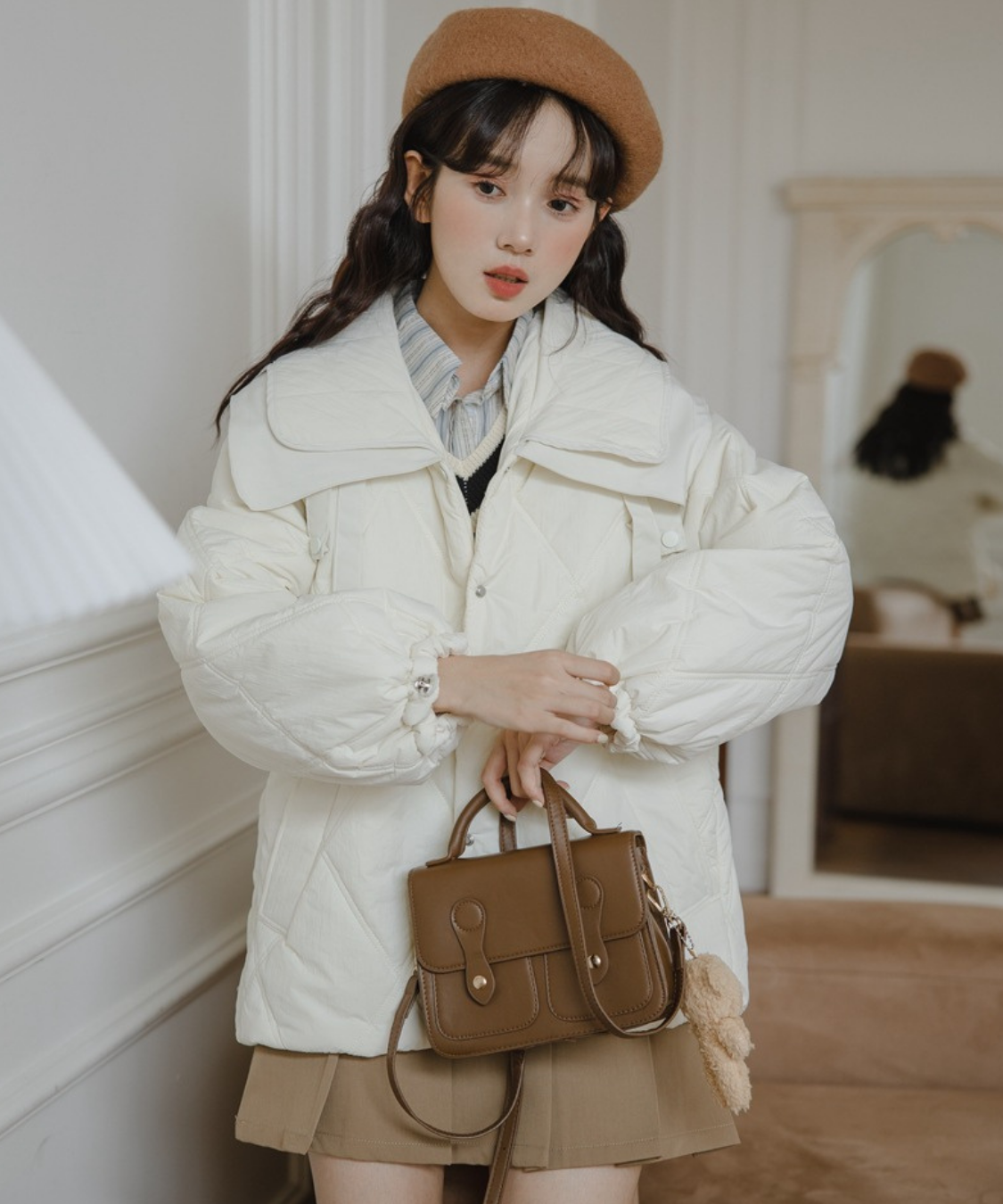 ダブルビッグセーラーカラーキルティングジャケット