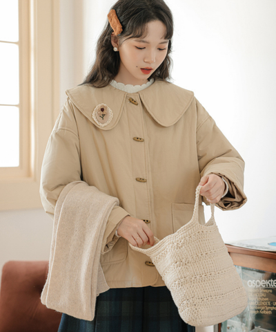 フラワーモチーフ付きビッグカラートグルジャケット