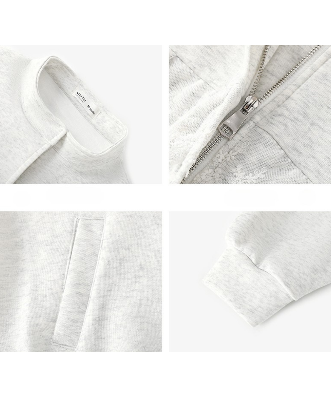 スタンドカラーレーススウェットジャケット