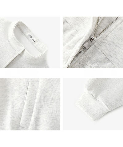 スタンドカラーレーススウェットジャケット