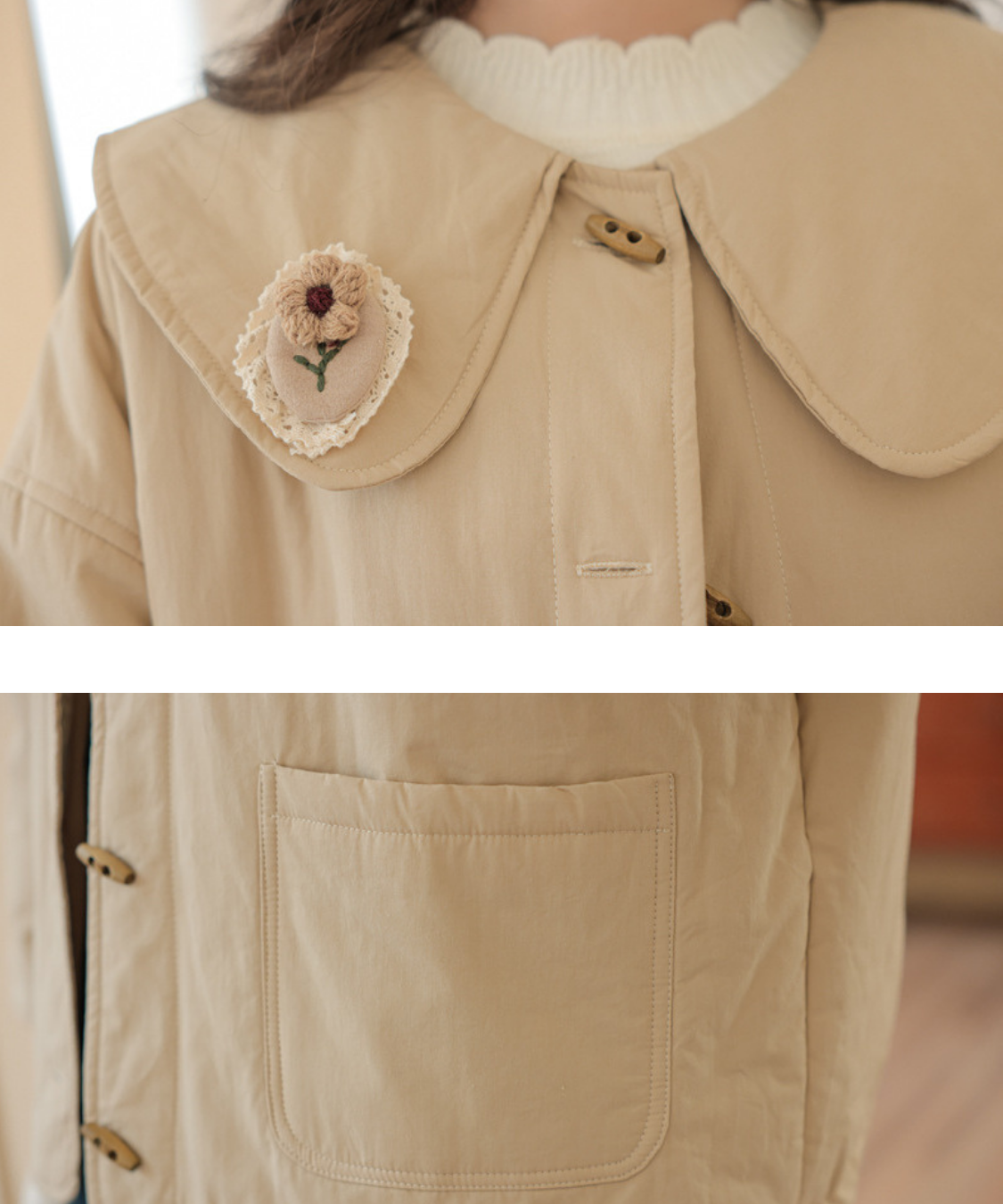 フラワーモチーフ付きビッグカラートグルジャケット