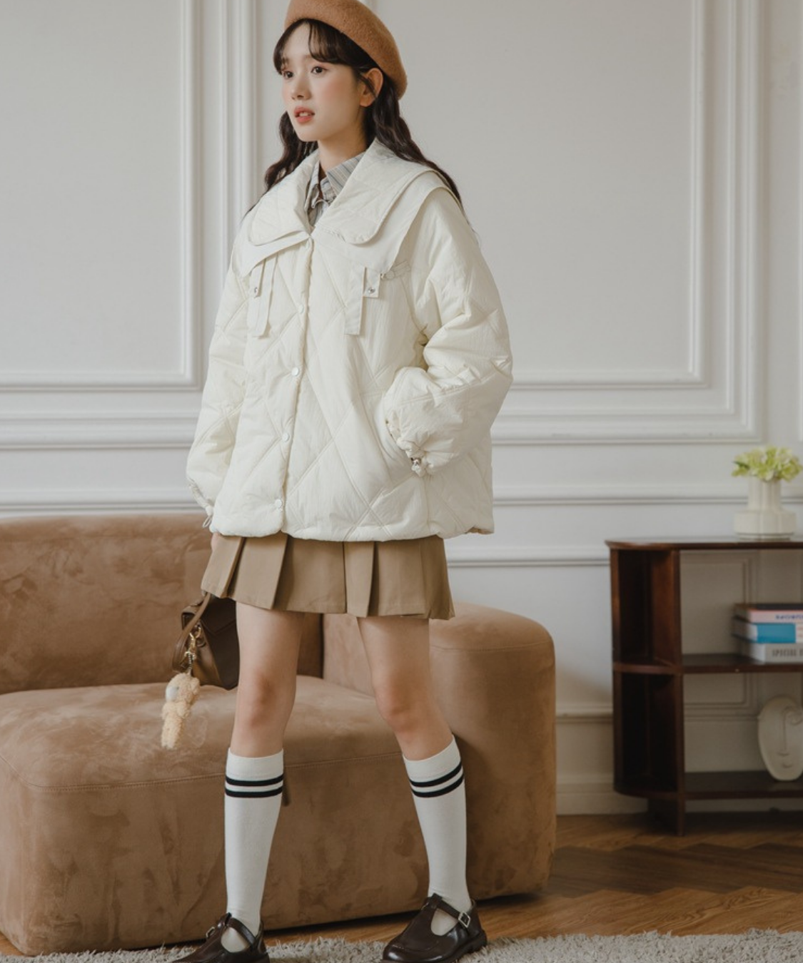 ダブルビッグセーラーカラーキルティングジャケット