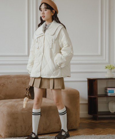 ダブルビッグセーラーカラーキルティングジャケット