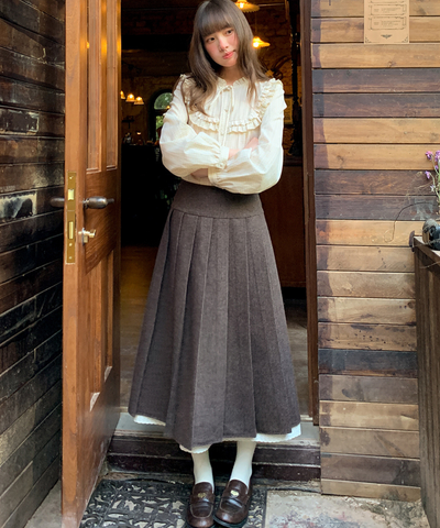 レースレイヤード袖ジャケット＋ボックスプリーツスカート 2点セット