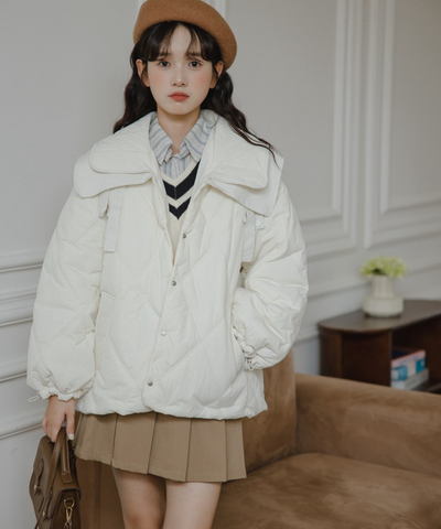 ダブルビッグセーラーカラーキルティングジャケット