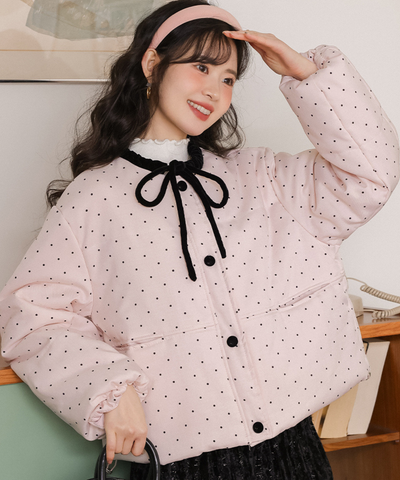 リボンドット中綿ジャケット