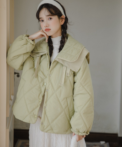 ダブルビッグセーラーカラーキルティングジャケット