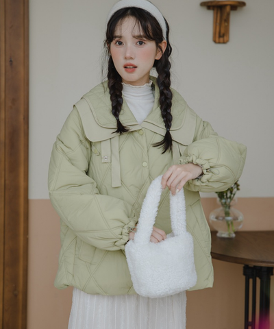 ダブルビッグセーラーカラーキルティングジャケット