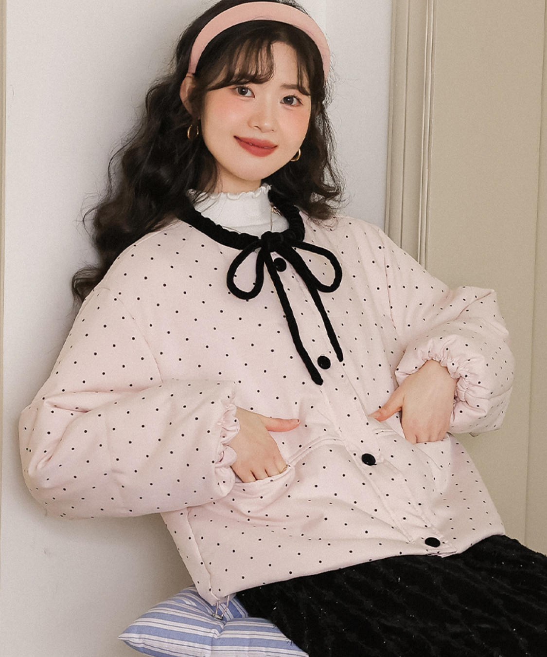 リボンドット中綿ジャケット