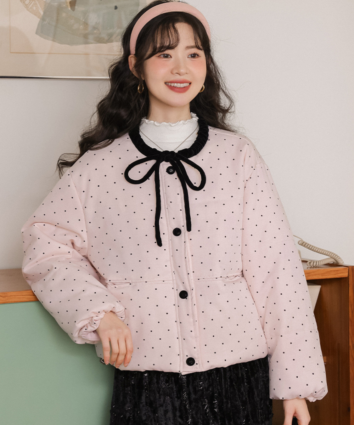 リボンドット中綿ジャケット