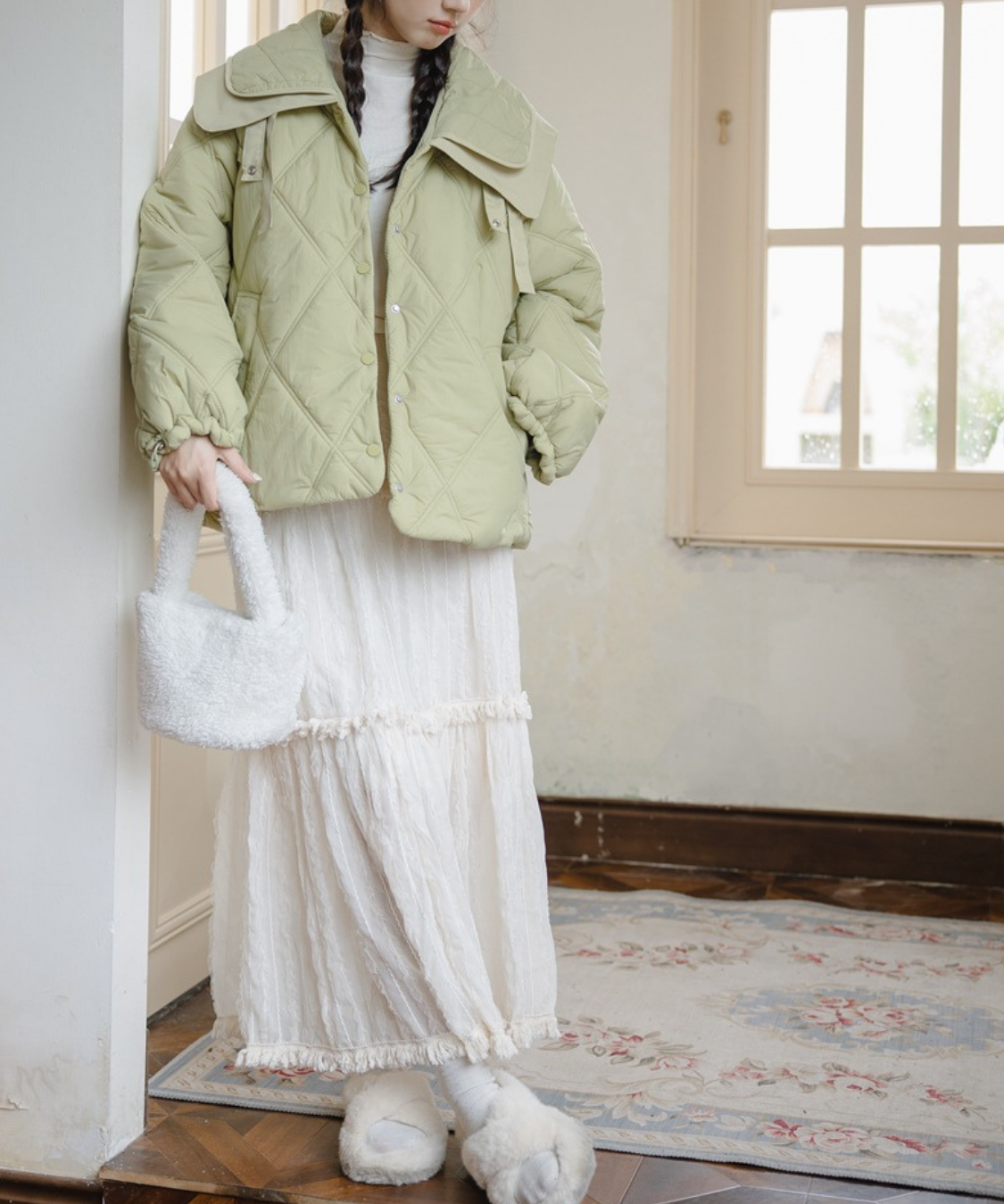 ダブルビッグセーラーカラーキルティングジャケット