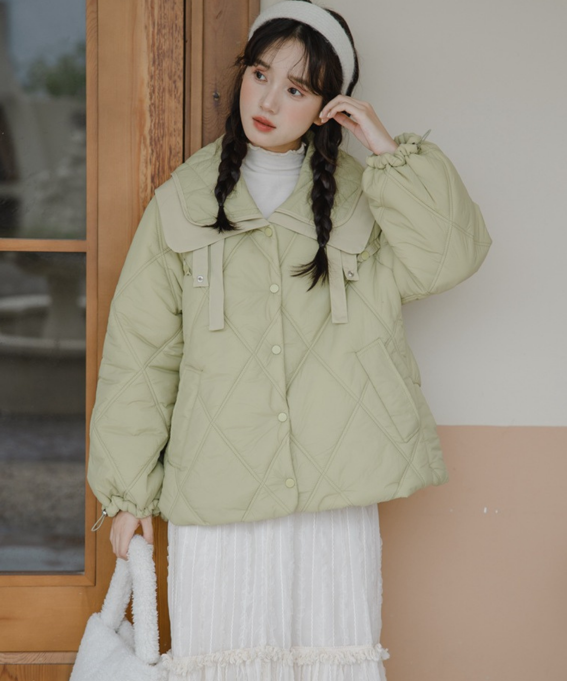 ダブルビッグセーラーカラーキルティングジャケット