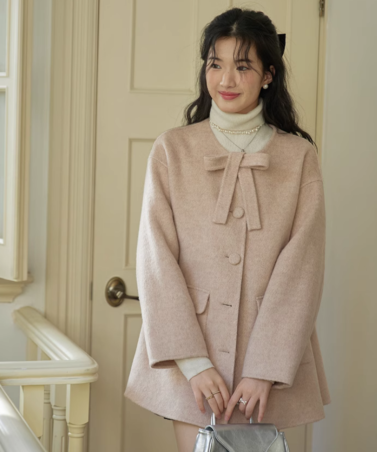 【美品】yori ノーカラーウールコート　アイボリー 中古・古着通販】YORI (ヨリ) ウールノーカラーコート ベージュ