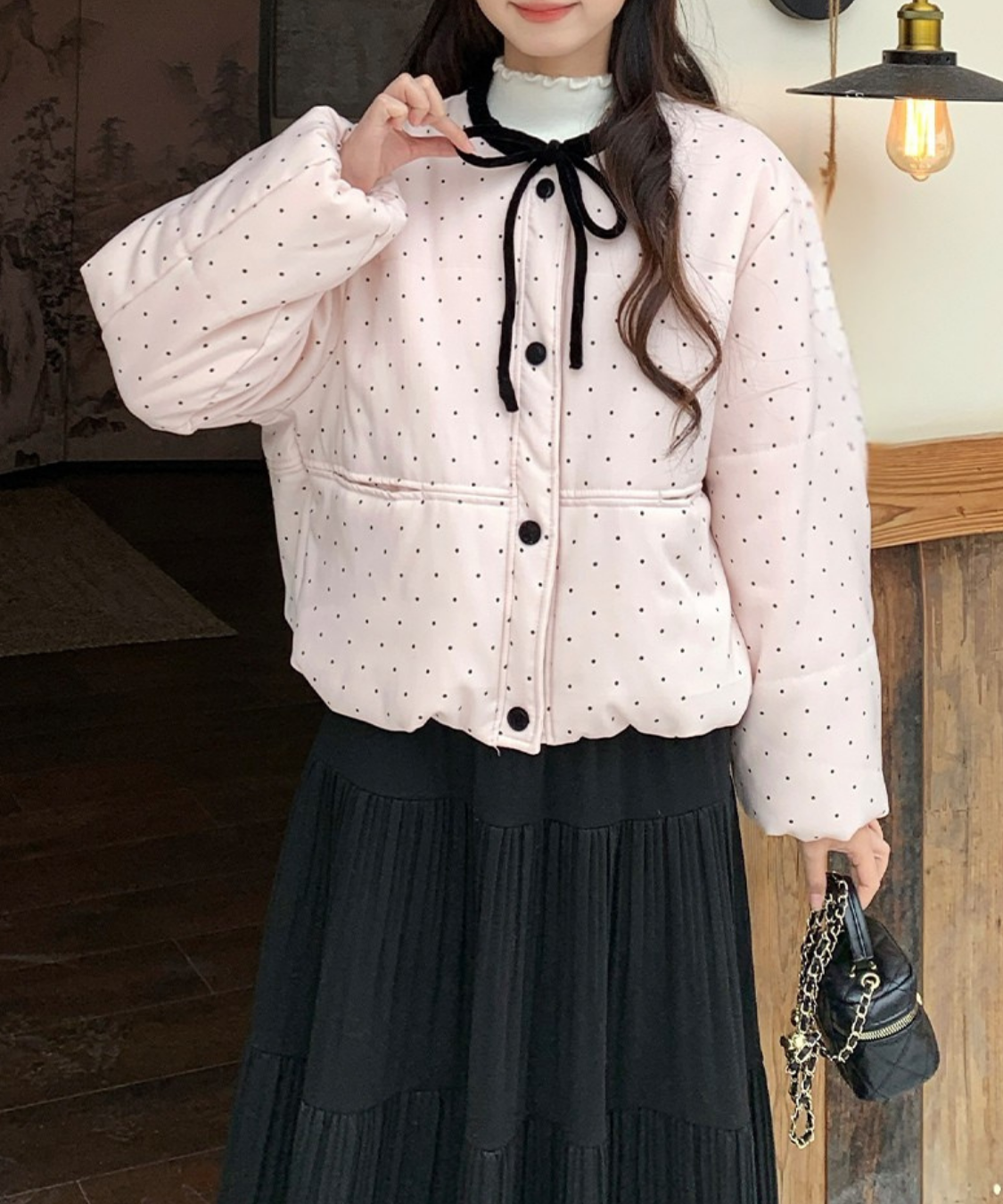 リボンドット中綿ジャケット