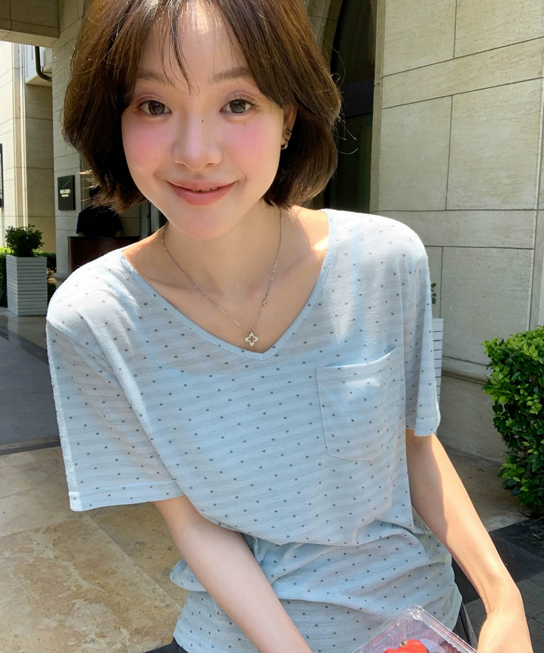 Vネックシアードットトップス＋キャミソール 2点セット – jemiremi