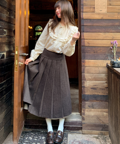 レースレイヤード袖ジャケット＋ボックスプリーツスカート 2点セット