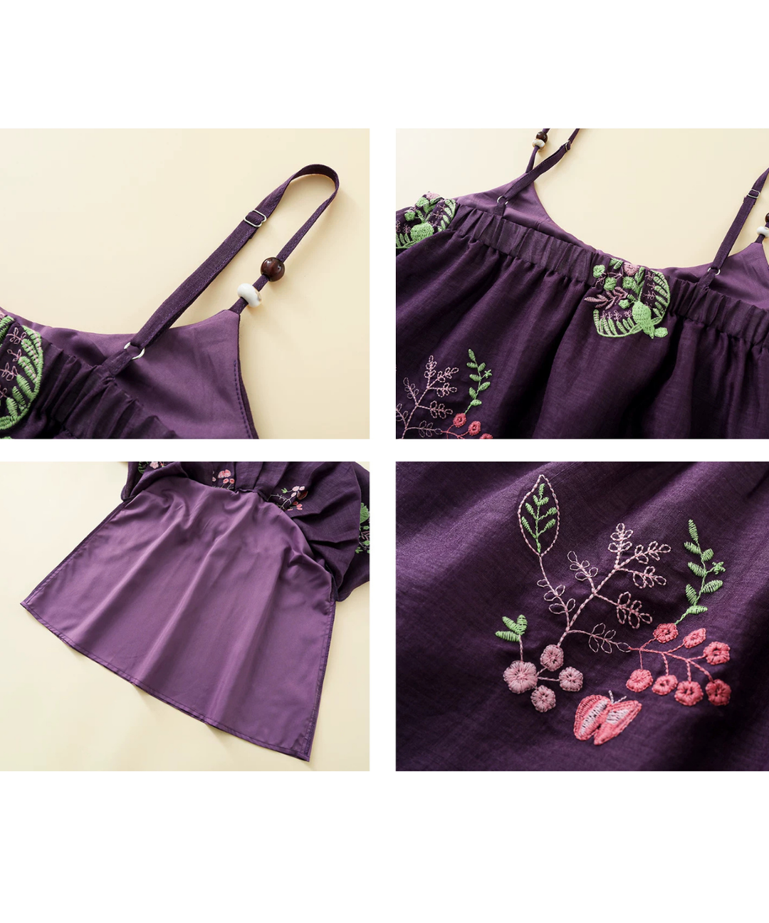 刺繍フラワーギャザーキャミソール – jemiremi（ジェミレミ）